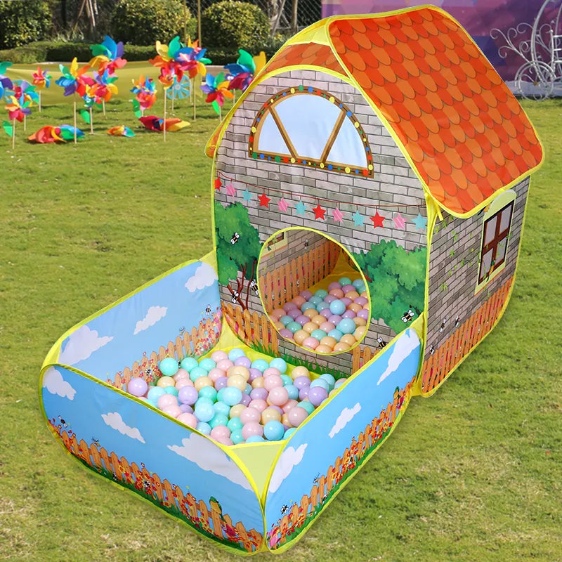 Kids Children Pop Up Tents House With Courtyard Garden Crawling Folding Tent House Boys Girls Play Tent Ball Pool Children Gift