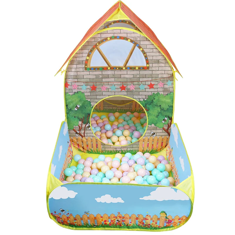 Kids Children Pop Up Tents House With Courtyard Garden Crawling Folding Tent House Boys Girls Play Tent Ball Pool Children Gift