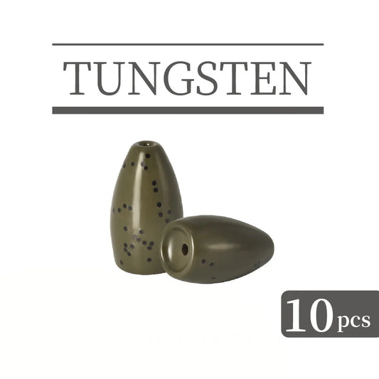 Tungsten Fishing Weights, 1/16 OZ - 2 OZ Bass, Trout Soft Lure Accessories, Bullet Shaped Weights, Green Pumpkin