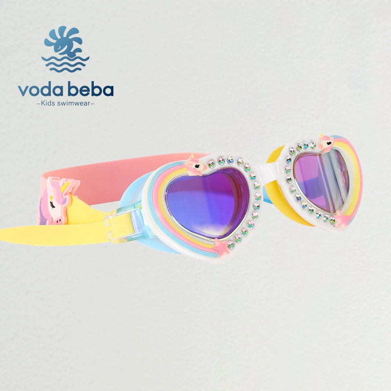 Voda Beba Children's Swimming Goggles Girl Large Frame Waterproof Anti-Fog HD Swimming Glasses 6-14 Years Old Eye Protection Goggles