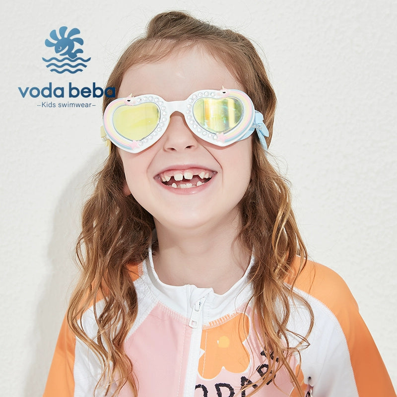 Voda Beba Children's Swimming Goggles Girl Large Frame Waterproof Anti-Fog HD Swimming Glasses 6-14 Years Old Eye Protection Goggles