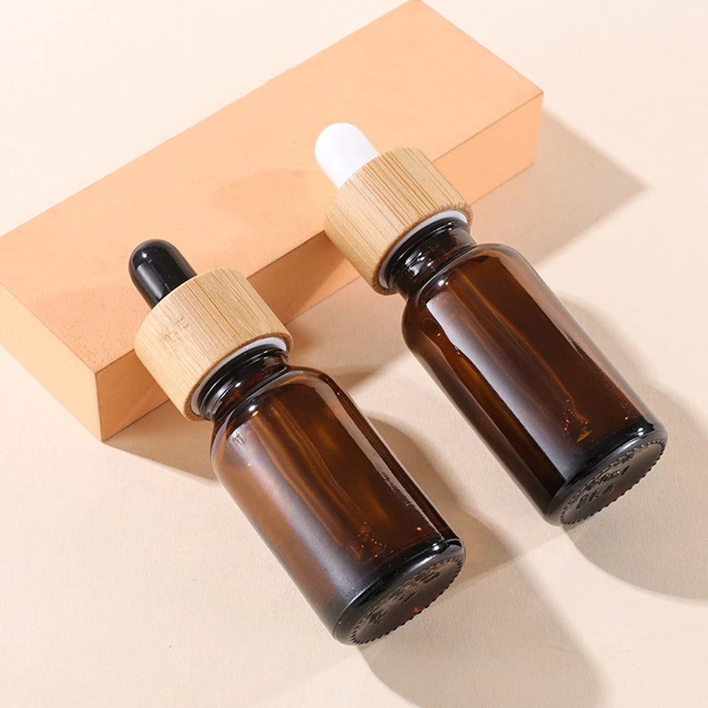 6pcs Empty 30ml Amber Glass Dropper Bottles with Glass Eye Dropper Pipette for Essential Oils Aromatherapy Lab Chemicals 1oz