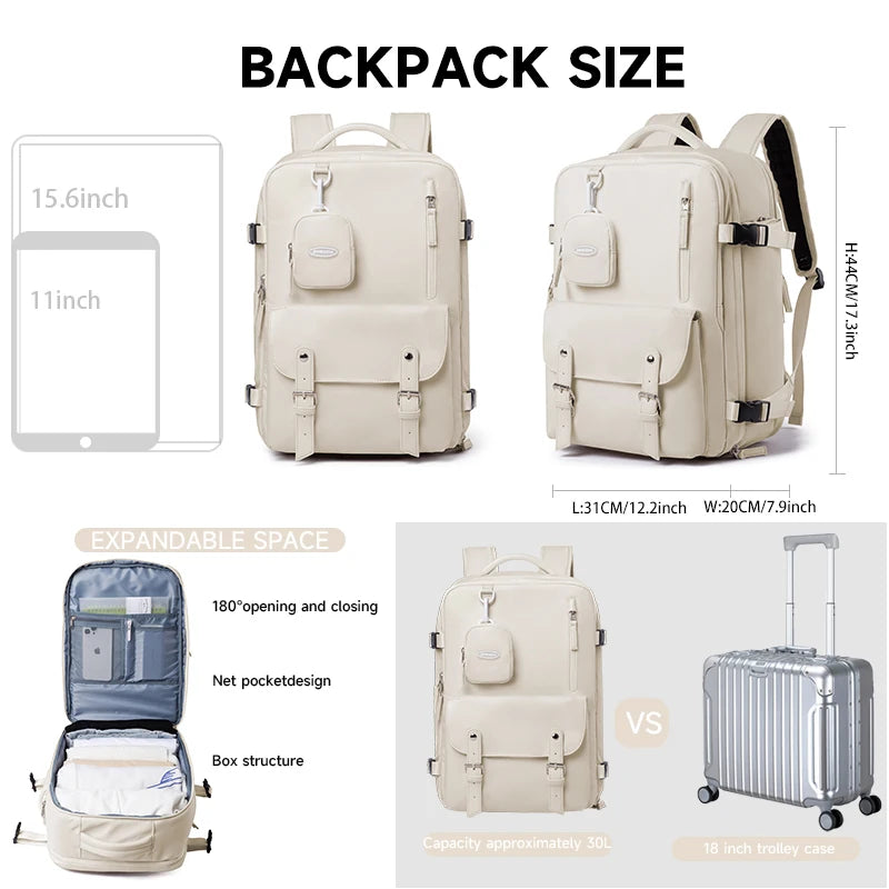 Travel Backpack Carry On Luggage Unisex Fit 15.6inch Laptop Bag Waterproof