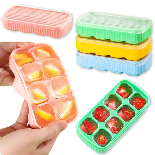 8 Grid Ice Cube Mold Silicone Soft Square Tray Food Grade Bottom