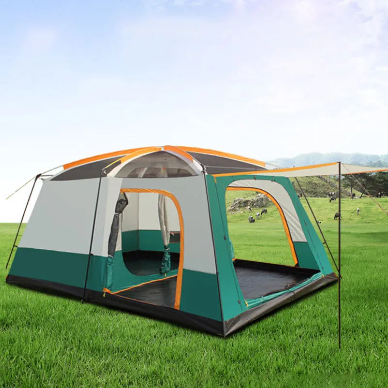 Two-bedroom Tent Oversize for 5-8 Person Leisure Camping Tents Double-plies Thick Rainproof Outdoor Family Tour