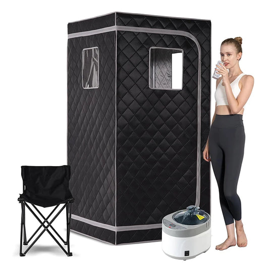 Full Body Home Steam Sauna Set 4L Large Steam Pot One Person Sauna Spa with Time Temperature Remote Control Detox Therapy