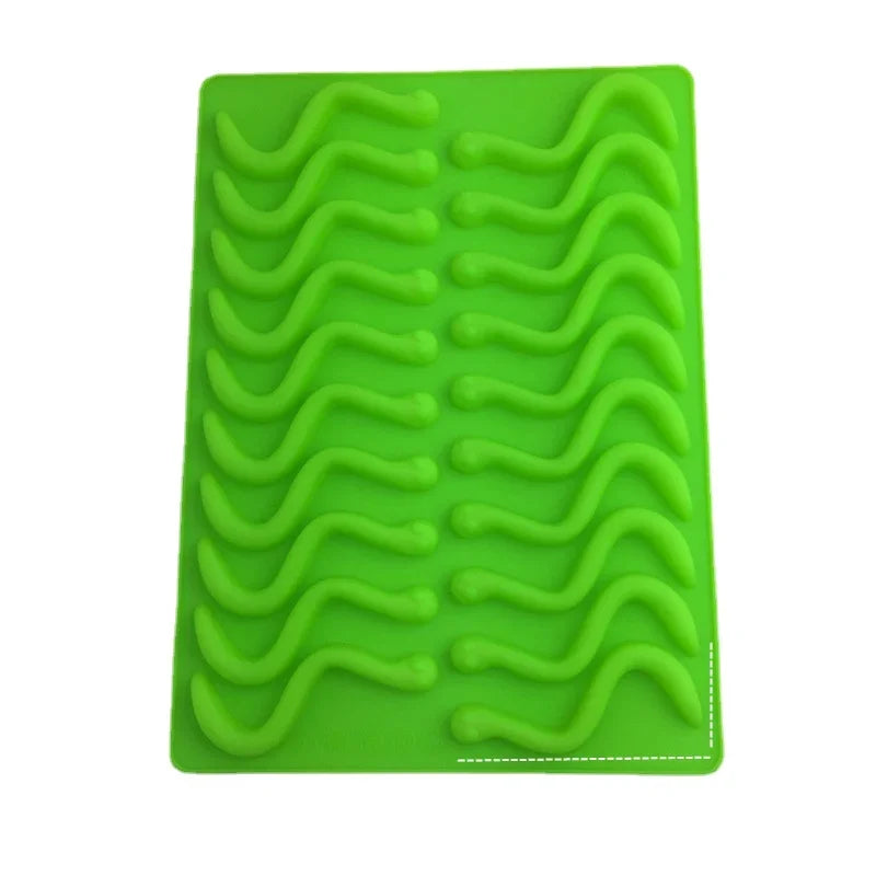 20 Holes DIY Silicone Gummy Snake Worms Chocolate Mold Sugar Candy Jelly Molds Ice Tube Tray Mold Cake Decorating Tools