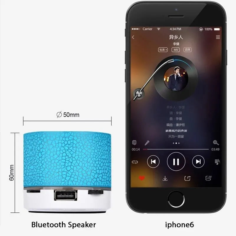 Bluetooth Wireless Mini Speaker with Colorful LED, TF Card, USB Subwoofer, Portable MP3 Music Sound Column For PC Phone