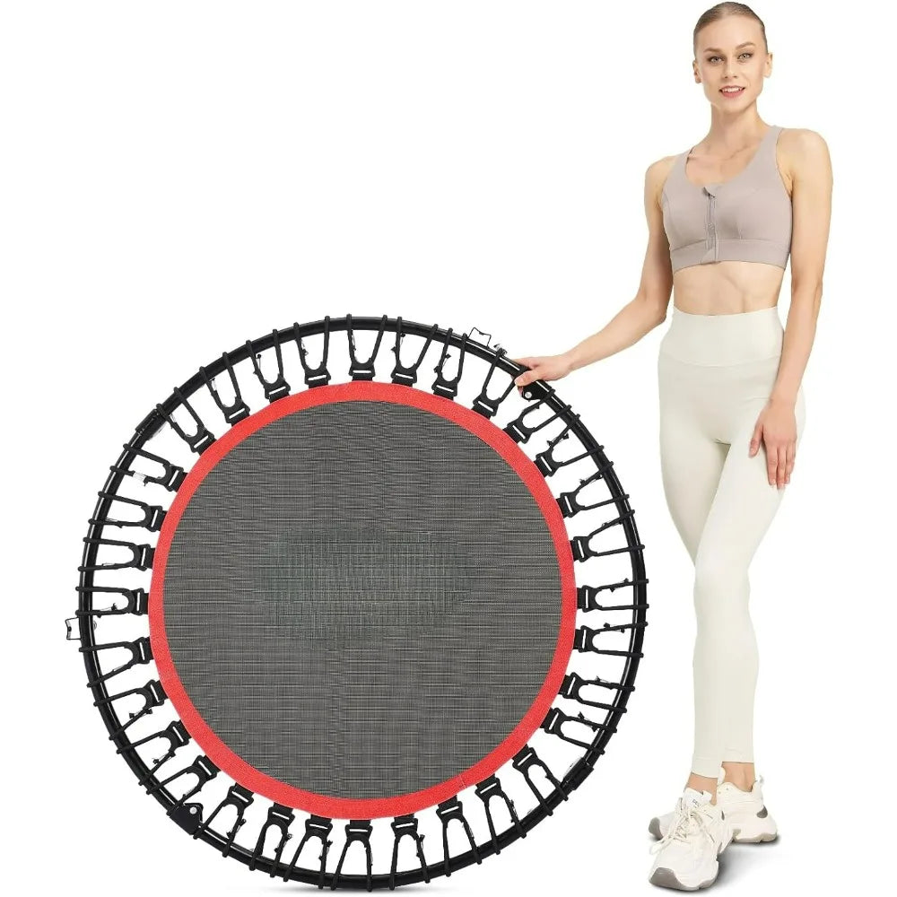 Max Load 450LBS Small Fitness Bungee Rebounder with 4 Level Adjustable Foam Handle Bar, 40" Foldable Mini Trampoline for Adults