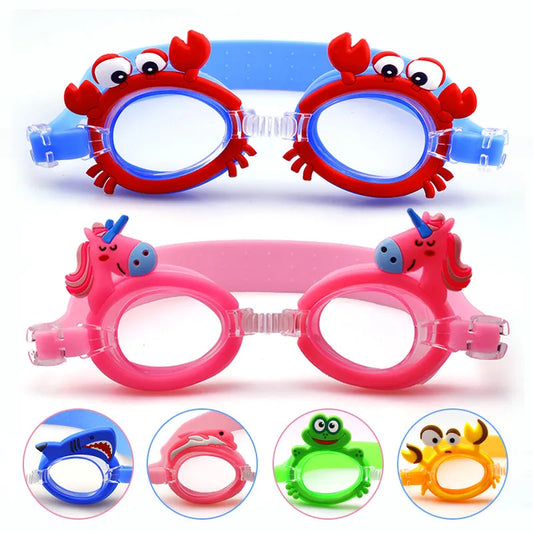 Waterproof anti-fog Cute Baby Cartoon Mirror Goggles For Children To Learn Swimming Glasses Belt Can Be Adjusted