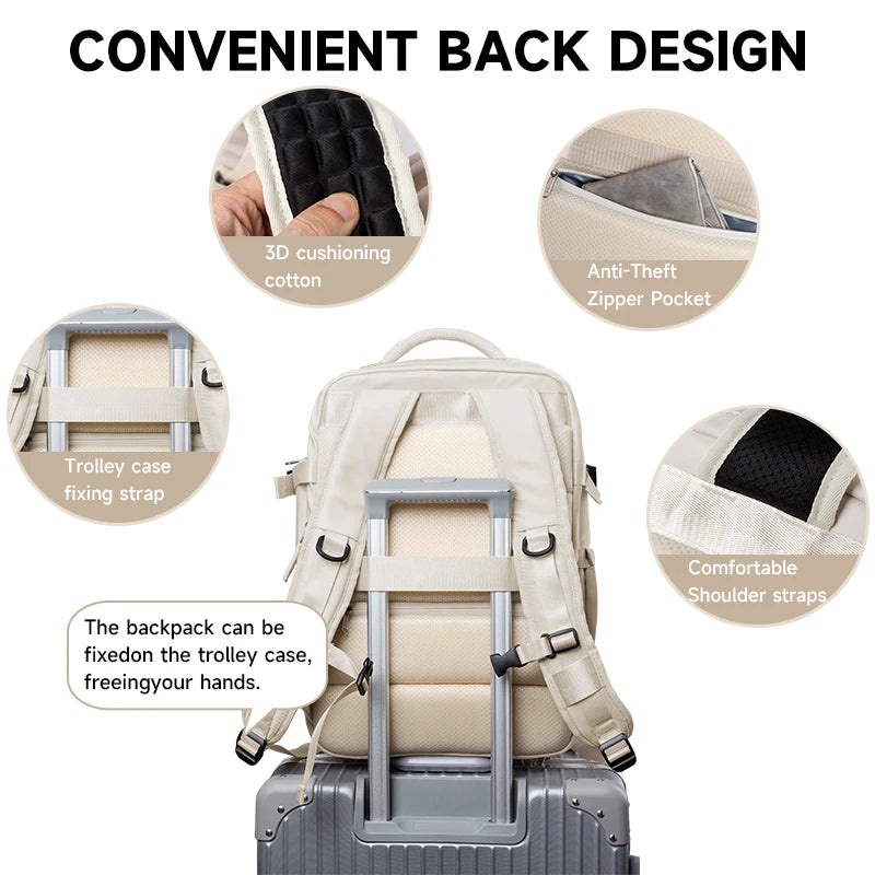 Travel Backpack Carry On Luggage Unisex Fit 15.6inch Laptop Bag Waterproof