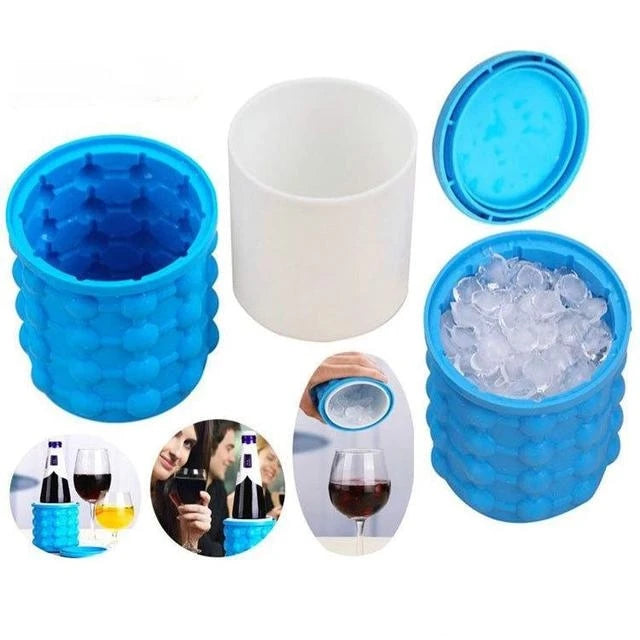 Silicone ice Cube Maker Ice Mold Tray Round Portable Bucket Wine Ice Cooler Beer Cabinet Kitchen Tools Drinking Whiskey Freeze