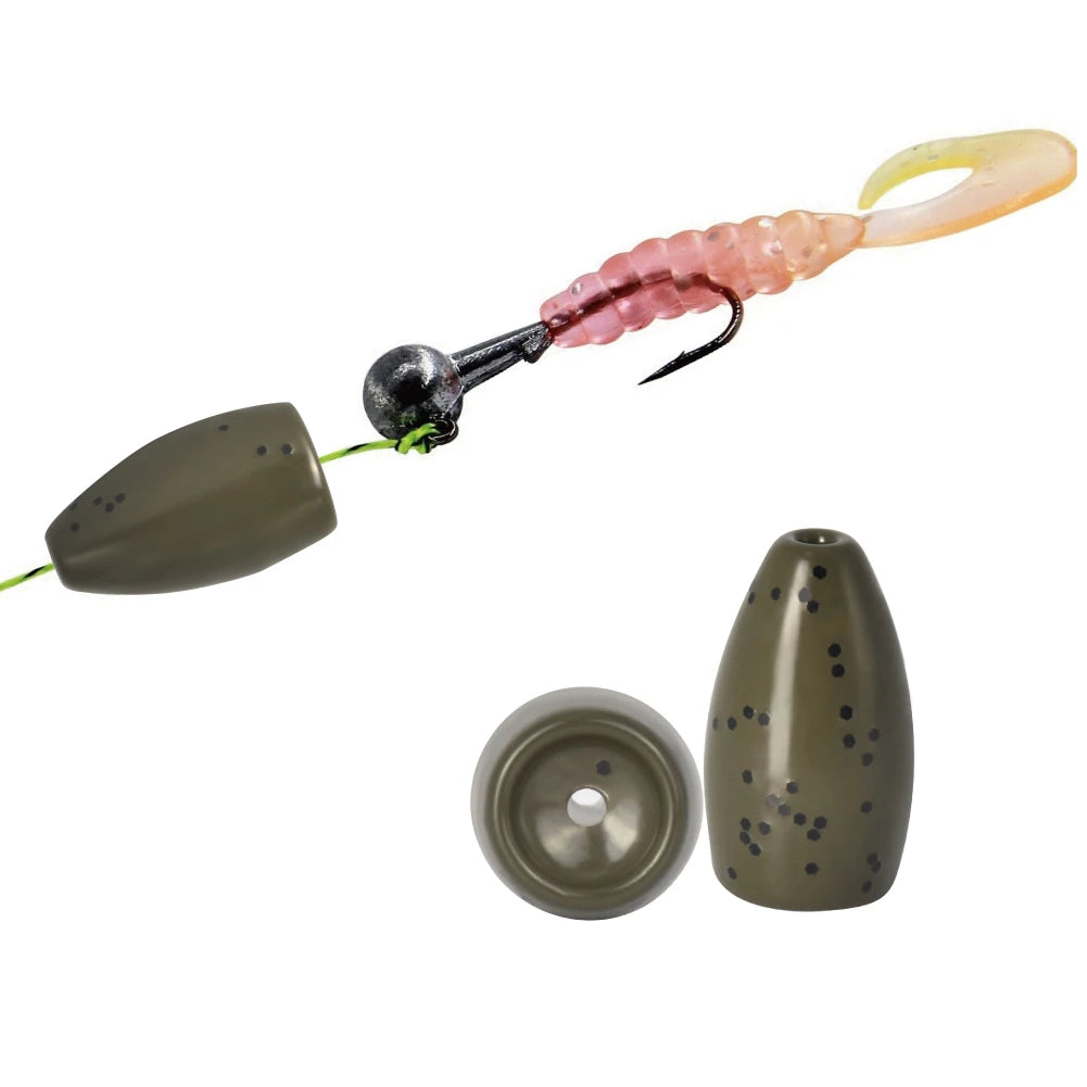 Tungsten Fishing Weights, 1/16 OZ - 2 OZ Bass, Trout Soft Lure Accessories, Bullet Shaped Weights, Green Pumpkin