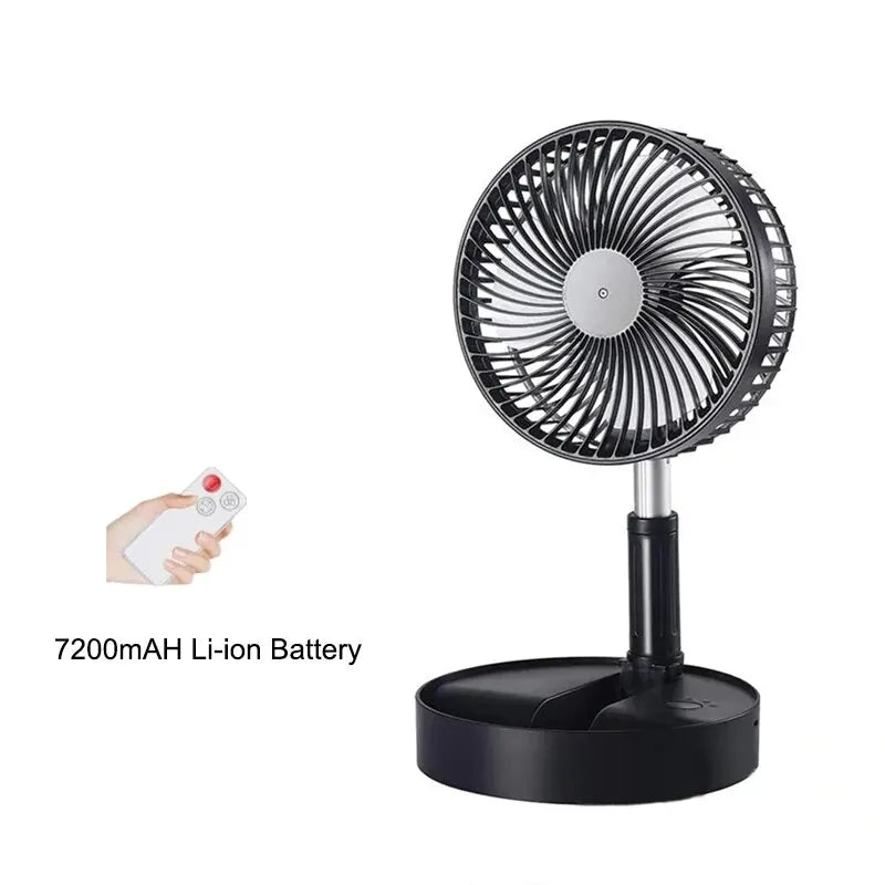 Portable Electric Fan Folding Telescopic Floor Standing USB Rechargeable Mini Brushless Fan for Home Office Air Conditioner