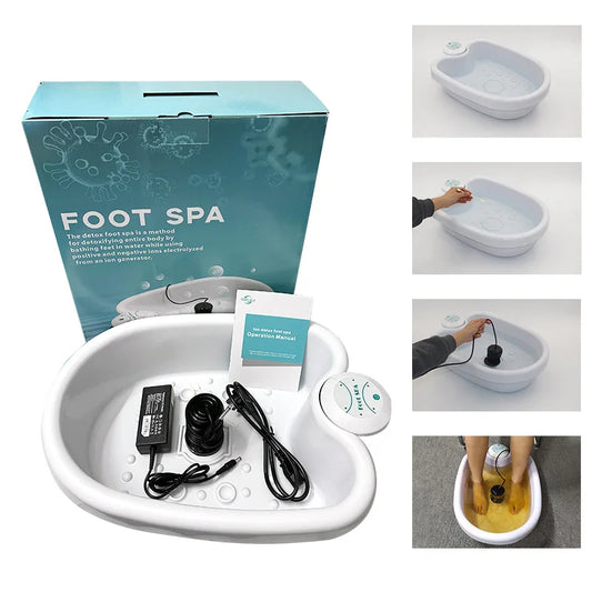 Ionic Foot Detox Machine with Basin Foot Spa Bath Massager Cell Arrays Aqua Cleanse Machine Ionic Detoxifier for Feet Footbath