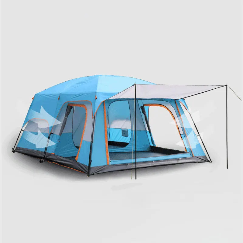 Two-bedroom Tent Oversize for 5-8 Person Leisure Camping Tents Double-plies Thick Rainproof Outdoor Family Tour