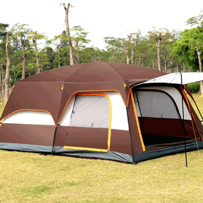 Two-bedroom Tent Oversize for 5-8 Person Leisure Camping Tents Double-plies Thick Rainproof Outdoor Family Tour