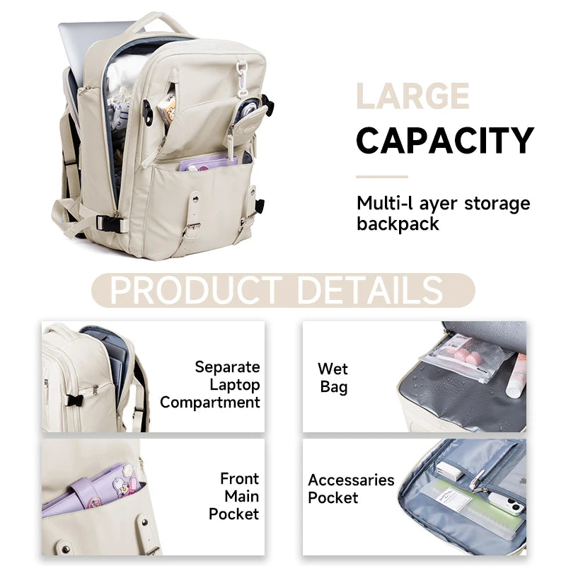 Travel Backpack Carry On Luggage Unisex Fit 15.6inch Laptop Bag Waterproof